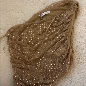 Zara Beige Lace Top with Sequins